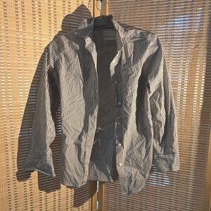 J. Crew WOMAN 4p slim Black and White Striped Shirt Jacket